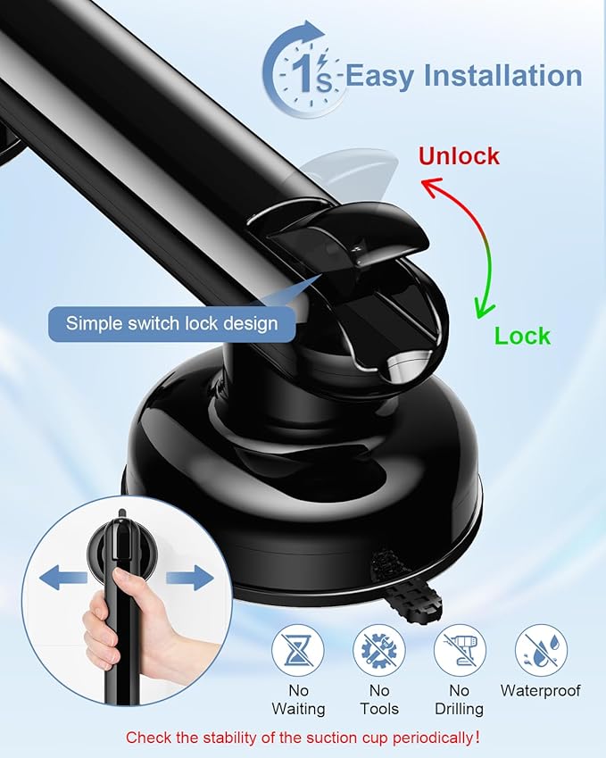 JOTPE 2 Pack Grab Bars for Bathtubs and Showers, No Drilling & Removable Shower Grab Bar Easy to Install, Heavy Duty Suction Grab Bars for Shower, Safety Shower Handle for Balance (11 inch)