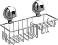 TESOT Suction Cup Shower Shelf, Shower Caddy Soap Dish with Hooks for Sponge, Rust Proof 304 Stainless Steel, Silver
