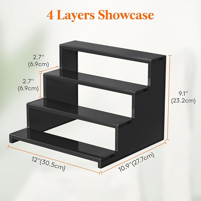 Lifewit Perfume Organizer, Bedroom Decor, Cologne Cupcake Stand, Tool-Free Assembly, Makeup Display Shelf for Vanity Bathroom Counter Storage, Black, 30 cm/12", 2 Pcs