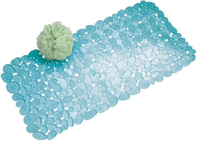 iDesign Pebblz Suction Non-Slip Bath Mat for Shower Bathtub, Stall, Set of 1, Blue