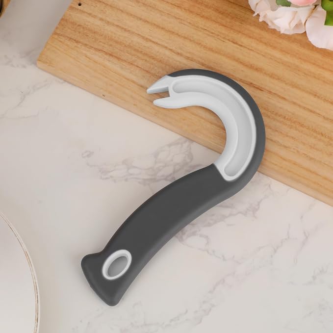 Easy Open Ring Pull Can Opener, J Hook Can Opener Pull Tab with No-Slip Grip for Seniors Kids Weak Hands Manual Soda Beer Pop Top Tin Bottle Jar Lid Lifter Tool (Gray)