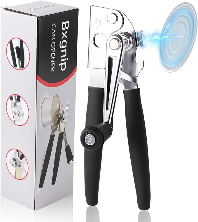 Commercial Can Opener with Magnet,Crank Can Opener Manual Heavy Duty with Comfortable Extra-long Handles, Ergonomic Design Large Handheld Can Open Easy for Big Cans,Bottle Opener