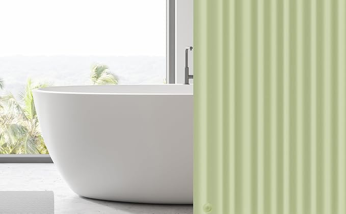 EHZNZIE Sage Shower Curtain Liner 72x72, PEVA Waterproof Bath Curtain, No Chemical Smell, 3 Weighted Magnets, Durable with Rustproof Metal Grommets