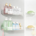 Sotfamily Clear Shower Caddies with Soap Dish & Adhesive Pads, 2 Packs | Acrylic Wall Mounted Shower Shelves for Bathroom Organizers and Storage, No Drill for Bathroom Decor