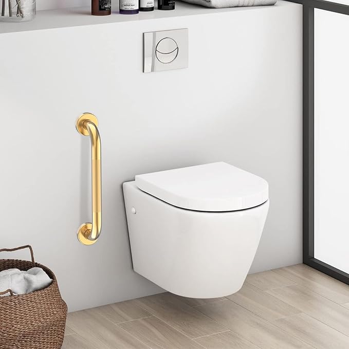 20 Inch Anti Slip Shower Grab Bar Gold, Munzong Bathroom Grab Bar, Knurled Bathroom Balance Bar,Safety Hand Rail Support Handicap Elderly Injury Senior Assist Bath Handle