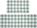 FRESHMINT Modern Farmhouse Plaid 2 Piece Set Kitchen Mats for Floor Anti Fatigue Waterproof & Non-Skid Kitchen Rugs Cushioned Kitchen Mat for Standing Washable Comfort Desk Kitchen Runners