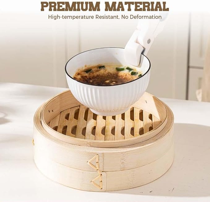 3-in-1 Hot Plate Gripper, 2025 NEW Multi-Angle Anti-Scald Bowl Holder Clip & Hot Plate Grabber Tool with Lock for Hot Bowl Cozy Holder, Hot Plate Gripper Tongs (White 2PCS)