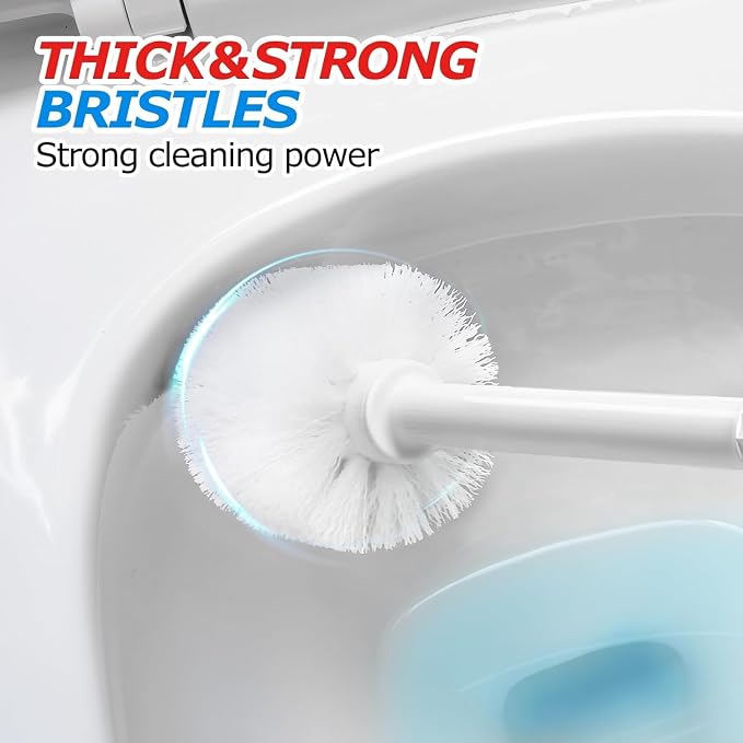 FORASTO 2Pack 2 in 1 Toilet Brush and Plunger Set, Toilet Bowl Brush Plunger Set,Extended Handle Plunger,Bathroom Cleaning Tools,Toilet Brush Plunger Combo,Cleaning Brush（Pearl White，21inch）