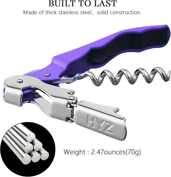 HYZ 2-Pack Wine Opener Waiter Corkscrew, Professional Wine Key for Servers, Bartender with Foil Cutter, Manual Wine Bottle Opener Double Hinged (Lupine)