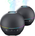 THIMONES 2 Pack Essential Oil Diffuser for Home - 200ml Ultrasonic Aromatherapy Diffuser with 4 Timers & 7 Colors Night Lights, 20dB Quiet Working for 10 Hours (Black+Black)