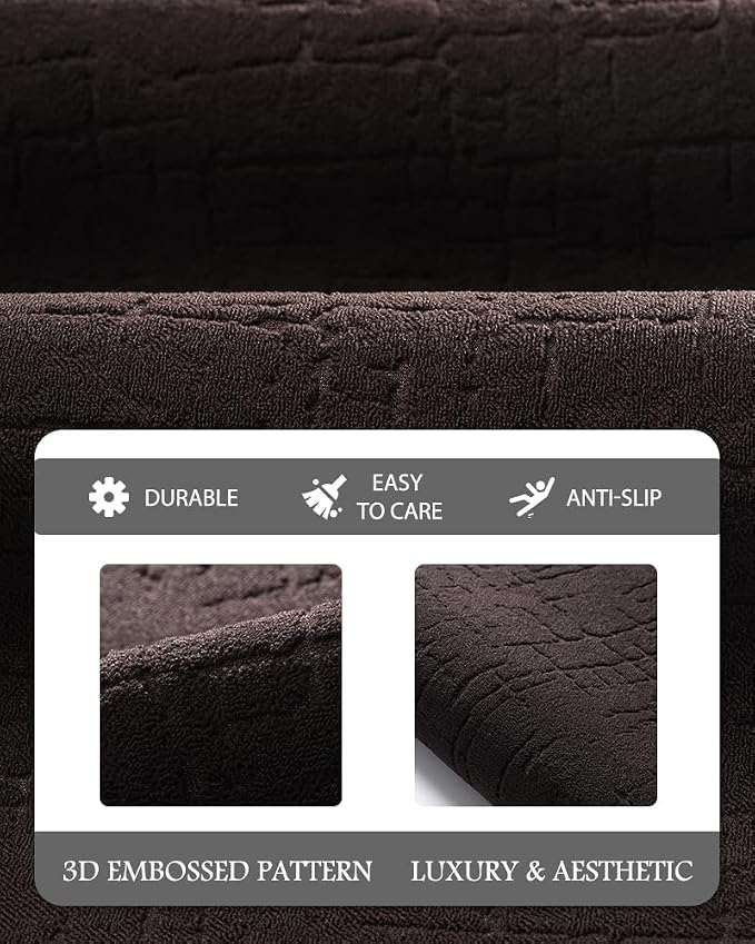 AMOAMI-Bath Mat-Absorbent Quick Dry Bathroom Floor Mats-Washable Rubber Backing Bath Mats for Bathroom Rugs Fit Under Door-Bath Rug for in Front of Sink Bathtub Shower Room, Brown 17''x24''
