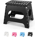 Dyforce Folding Step Stool 11", Durable Kids Step Stool, Heavy Duty Step Stools for Adults, Compact Foot Stools, Light-Weight Toddler Step Stools for Kitchen, Bathroom, Holds Up to 300 lbs (Black)