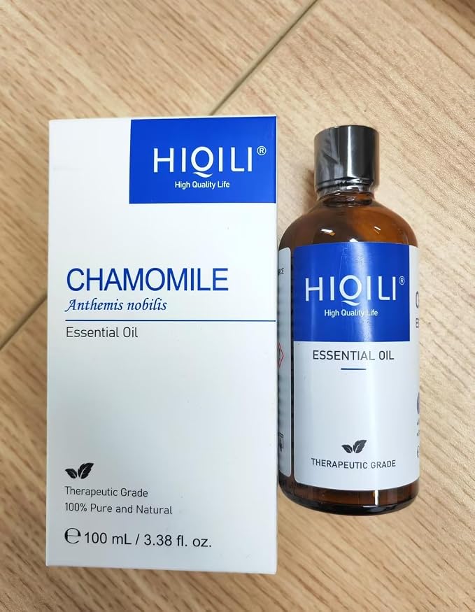 HIQILI 100ML Chamomile Essential Oil, Pure & Natural Chamomile Oil for Diffueser, Skin, Soap, Shampoo - 3.38 Fl Oz