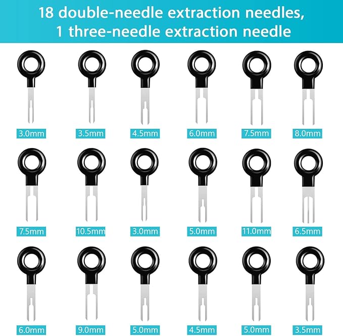 Kikerike Terminal Removal Tool Kit 45 Pcs Depinning Tool Electrical Connector Pin Removal Tool Kit Pin Extractor Tool Set Wire Terminal Release Tool for Automotive Car Household Devices