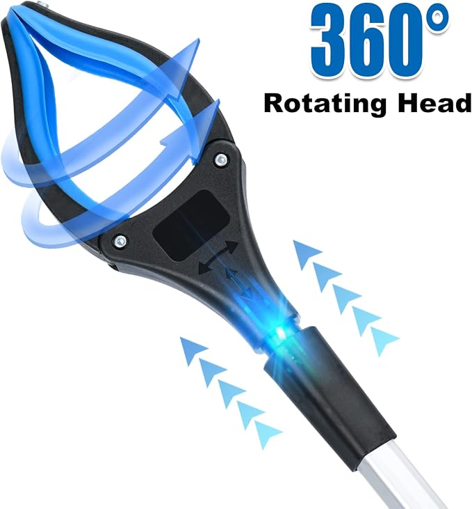 Grabber Reacher Tool,32 Inch Extra Long Foldable Pick Up Stick with Strong Grip Magnetic,360°Rotating Anti-Slip Jaw,Trash Claw Grabber Tool,Trash Picker Tool for Outdoor & Indoor (Blue2)