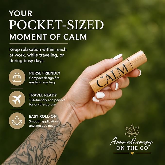 Calm Essential Oil Roller – Aromatherapy Roll On with Lavender & Chamomile – Calming Essential Oil Rollerball for Women, Self Care, Travel, Meditation & Wellness Gift – 10ml | Soulistic Root