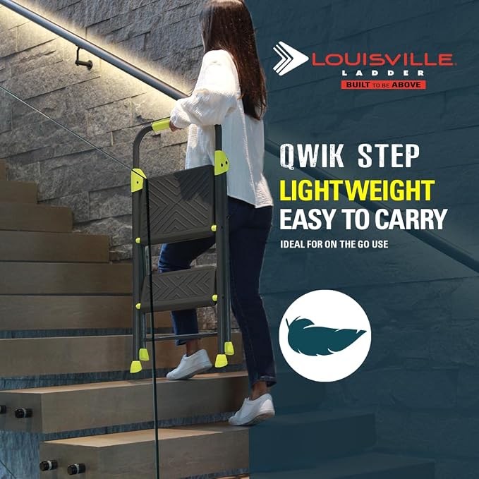 Louisville Ladder Qwik Step 2 Step Ladder, Step Stool with Anti-Slip Step, 375lb Load Capacity, L-4461-02