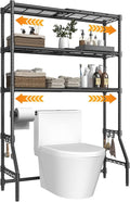 Over The Toilet Storage Rack with Expandable 3-Tier Adjustable Height & Width (22"-38") Bathroom Organizer Shelves Space Saver Above Toilet Over Washer and Dryer Shelf for Laundry Room
