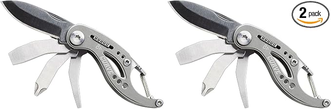 Gerber Gear Curve Multi-Tool - 6-in-1 Screwdriver and Pocket Knife Set - EDC Gear Multi-Tool Keychain - Gray (Pack of 2)