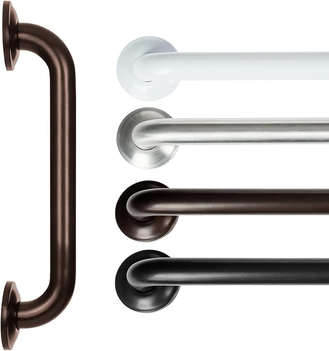 Vive Grab Bar for Showers - Bathroom Antislip Handrail for Seniors, Elderly Assistance Product, Heavy Duty Shower Handles, Handicap Grab Bars, Stainless Steel, Multipurpose, 440 lbs (Dark Bronze)