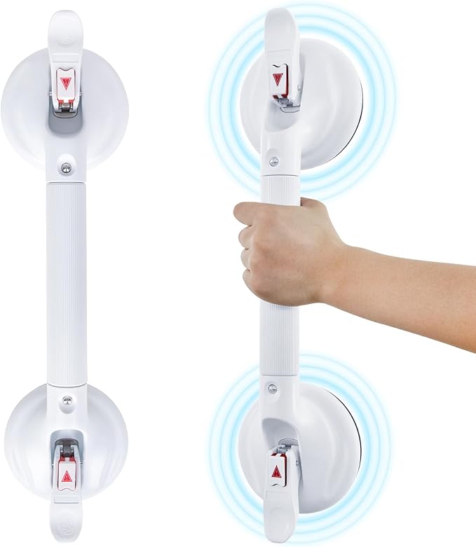 21inch Upgrade Suction Shower Grab Bar, Portable Shower Handle Bar Suction Grip Bar Bathtub Handle with Strong Hold Suction Cup Fitting and Rapid Release for Bathroom(Max Capacity :300lb