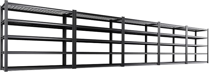5-Pack Heavy Duty Garage Shelving for Large Storage & Whole Garage Organization, 72"H x 59"W x 20"D Adjustable 5-Tier All Metal Wire Shelf for Tools,Storage Bins,Bulk Items,Warehouse&Workshop