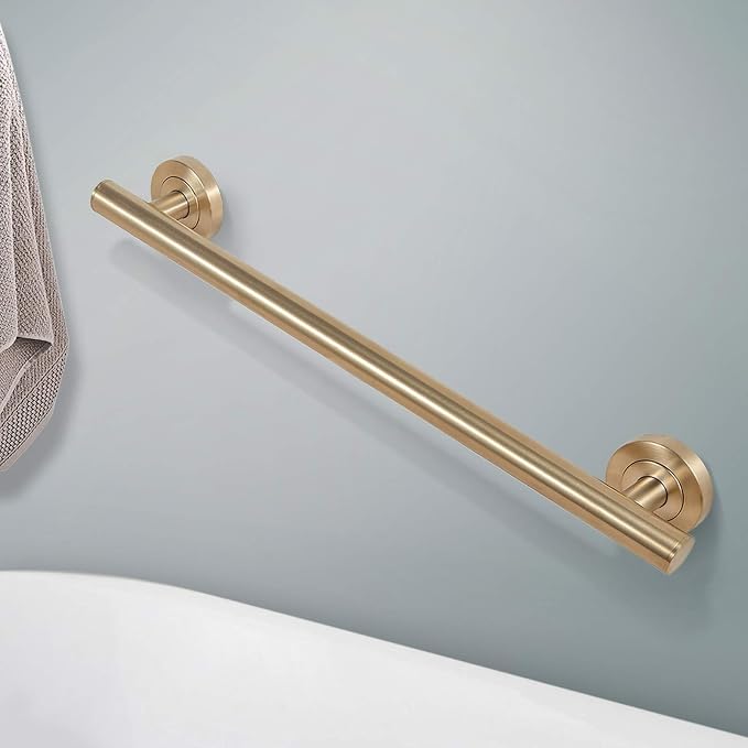 Lava Odoro Shower Grab Bar, Modern Stainless Steel Handicap Grab Bar for Bathtubs and Showers, Shower Safety Bar for Seniors Disabled, ADA-Compliant (Champagne Gold, 12 Inch)
