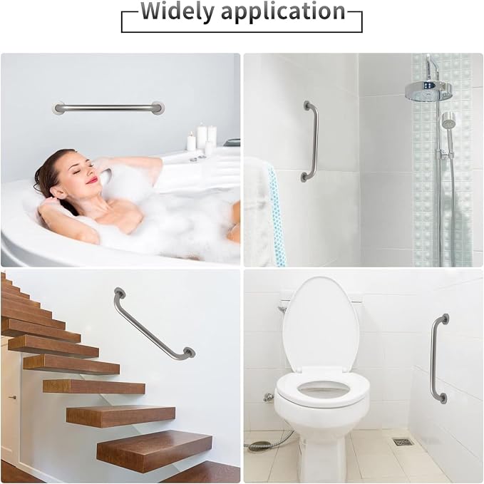 ELLO&ALLO Brushed Nickel Bathroom Shower Grab Bar, Home Care Bath Handrail (12 Inch)