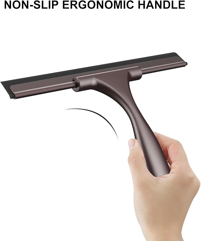 SetSail Squeegee for Shower Glass Door Stainless Steel Shower Squeegee for Glass Doors All-Purpose Window Squeegee for Car Windshield Cleaning 10 Inches,Bronze
