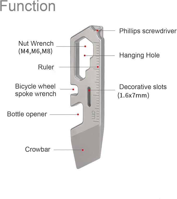 Titanium keychain tool,Lightweight Multipurpose Tool, Can Opener, Pry bar, Wrench Bottle Opener