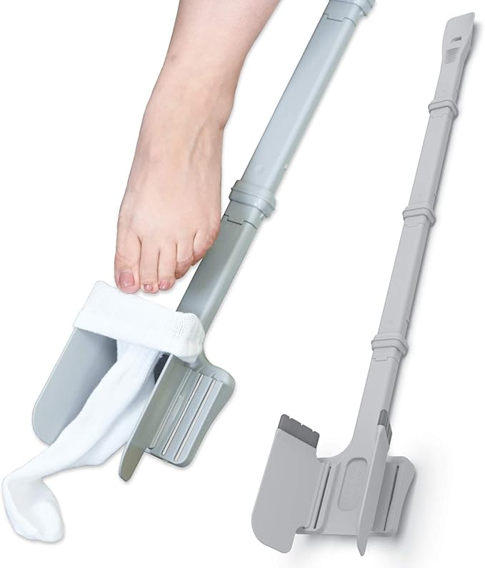 Sock Ox by Easy to Use Products - Adjustable Sock Aid Device for Seniors - Not for Compression Socks - Travel-Friendly for Elderly with Built-in Shoe Horn - Adjustable Up to 36 Inches in Length