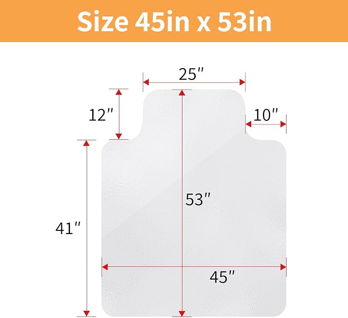 Yecaye Desk Chair Mat for Hardwood Floor, Office PVC Computer Chair Mat, Floor Protector for Rolling Chairs (Transparent, 45" x 53")