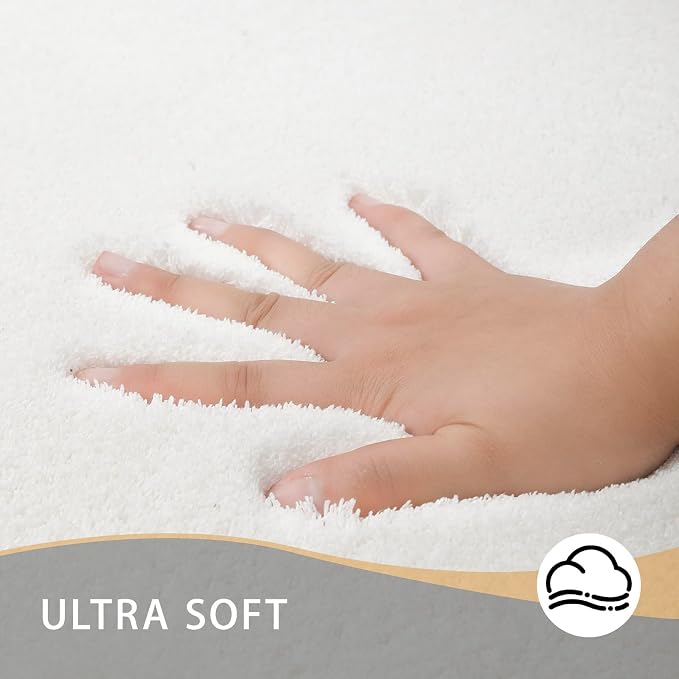 MINIDEAR Bathroom Rugs 36x24 Pure White - Thick Memory Foam Bath Mat, Ultra Soft & Plush Fluffy, Non-Slip, Quick Dry, Absorbent Washable Floor Mat for Tub, Toilet, Home Decor Accessories