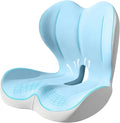Seat Cushion for Office Chair and Car, Lumbar Support Pillow for Office Chair, Memory Foam Ergonomic Seat Cushion for Long Sitting, Back & Tailbone Pain, Sciatica - Blue & Gray
