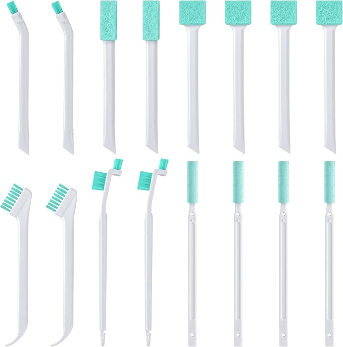 Lumkew Small Cleaning Brushes for Small Spaces, Tiny Household Cleaning Supplies Tools, Mini Crevice Cleaning Brush Scrub Narrow Corner Nook Track Grooves Bathroom Kitchen Home Detailing, 16 Pcs