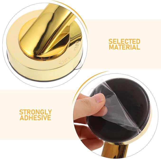 ibasenice 2pcs Large Gold Suction Cup Grab Bars Thickened Adhesive Shower Door Handles No Drilling Bathroom Safety Handrails for Seniors Glass Cabinet Window Sliding Doors