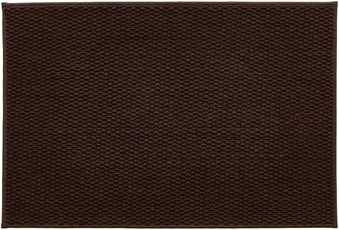 TYUU Bathroom Rugs Non Slip Washable, Super Absorbent Thin Bath Mat Quick Dry Low Pile Bathroom Rug, Brown 24"x36"
