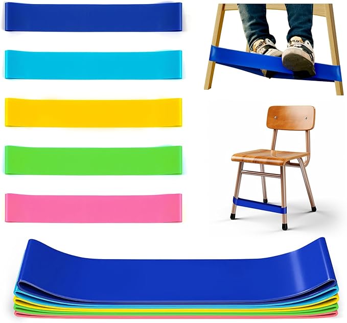 5 Pack Chair Bands for Kids with Fidgety Feet, ADHD Tools for Kids, Improve Focus & Reduce Restlessness, Chair Bands for Sensory ADHD ADD Autism - Classroom & Home Must Haves (Multicolor)