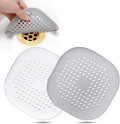 Hair Drain Catcher,Square Drain Cover for Shower Silicone Hair Stopper with Suction Cup,Easy to Install Suit for Bathroom,Bathtub,Kitchen 2 Pack (Grey White)