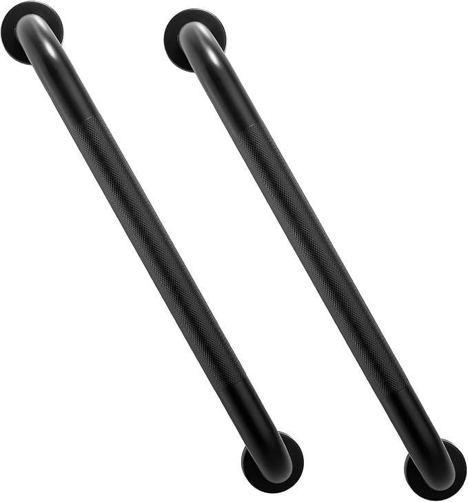 Grab Bars for Shower, Zynuhmo 2 Pack 20 Inch Anti Slip Bathroom Safety Grab Bar 1.25" Diameter Stainless Steel Shower Handrails for Handicap Injury Pregnant Senior Assist Shower Handles(Matte Black)