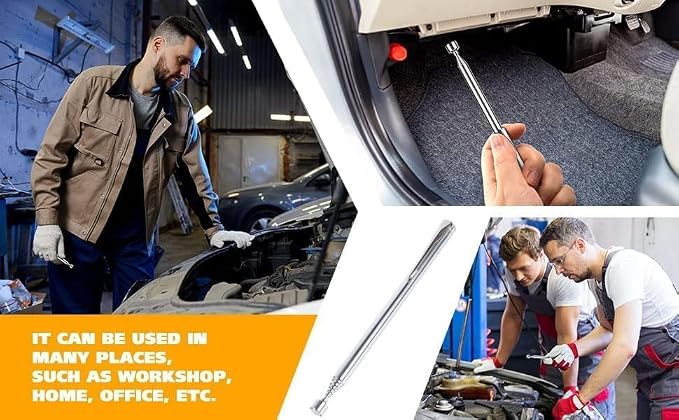 2 Pieces Magnetic Telescoping Pick-Up Tool with Pocket Clip 3 Lb Extendable Magnetic Grabber Reacher Tools 25 Inch Flexible Magnet Retrieval Stick Gadget Suitable Gifts for Men