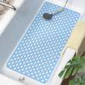 HITSLAM Bathtub Mat Non Slip, 35 x 16 Inch Long TPE Bath Mat for Tub, Efficient Drainage Bathroom Shower Mat with Suction Cups, Bath Tub Mat, Soft on Feet and Easy to Clean, Blue