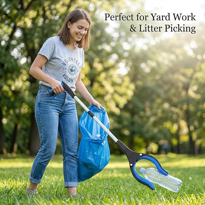 Grabber Reacher Tool - Foldable Gripper and Reaching Tool - Heavy Duty Pick Up Stick Grabbers for Seniors, Trash, Surgery Recovery Must Haves Gifts, 32” Picker Upper Grabber (Blue)