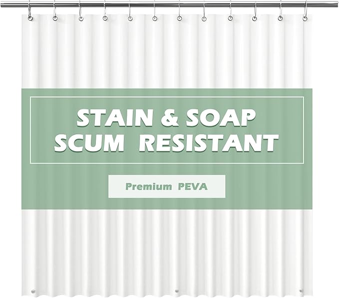 EHZNZIE White Shower Curtain Liner 72x72, PEVA Waterproof Bath Curtain, No Chemical Smell, 3 Weighted Magnets, Durable with Rustproof Metal Grommets