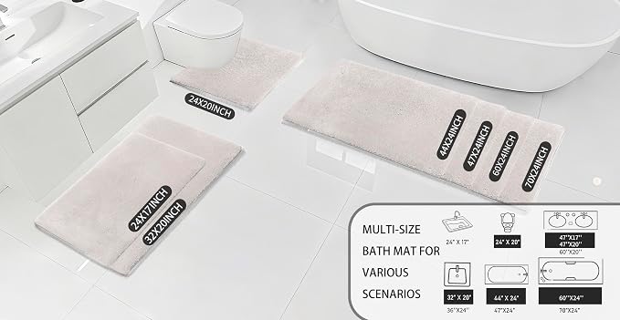 MINIDEAR Bathroom Rugs 32x20 Beige - Thick Memory Foam Bath Mat, Ultra Soft & Plush Fluffy, Non-Slip, Quick Dry, Absorbent Washable Floor Microfiber Mat for Tub, Home Decor Accessories