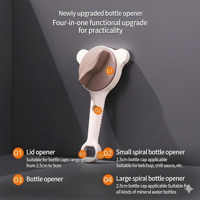 NiceGo 4-in-1 Adjustable Jar Opener - Premium Stainless Steel Lid Remover for Seniors & Arthritis Sufferers, Effortless Multi-Function Bottle & Can Opener for Kitchen Gadgets (1 Pack)