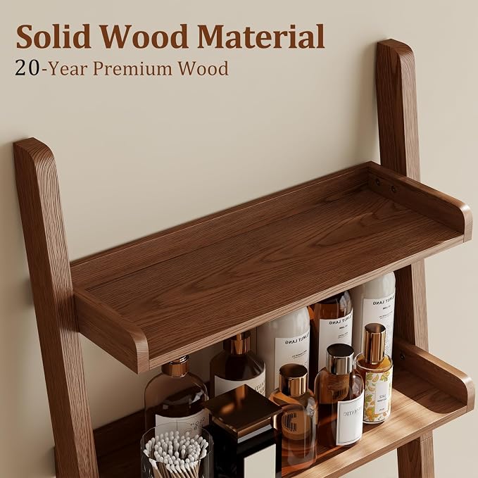 Over The Toilet Storage Shelf Wood, 3-Tier Above Toilet Organizer Rack, Freestanding Above Toilet Shelf for Bathroom, Laundry, Space Saver, Walnut Color.