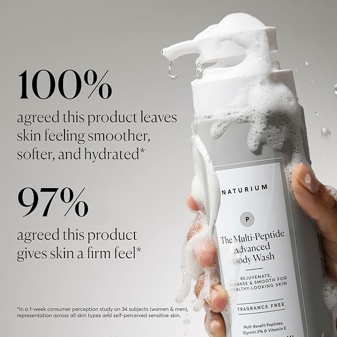 Naturium Multi-Peptide Advanced Body Wash, Rejuvenate, Cleanse & Smooth, with Rice Amino Acids & Vitamin E, 500 mL / 16.9 fl oz