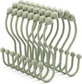 Bathway Sage Green Shower Curtain Hooks Shower Curtain Rings Rust Proof Sturdy Metal Double Shower Curtain Hooks, Shower Hooks for Shower Curtain Bathroom Shower Rod Hooks Hangers