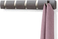 Umbra Flip Wall-Mounted Coat Rack with 5 Hooks – Modern, Space-Saving Storage for Hats, Jackets, Bags, Entryway, Mudroom, Closet, Bathroom, Bedroom – Driftwood/Nickel